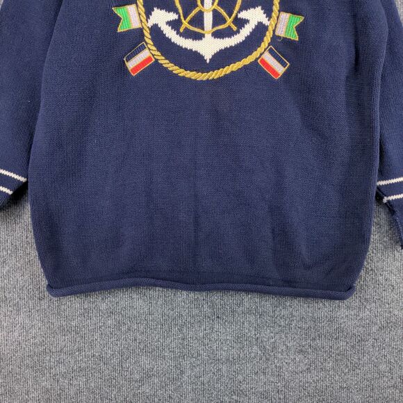 Vintage Hook Sport Mens Round Neck Long Sleeve Pullover Anchor Sweater Blue SZ S - Picture 4 of 12